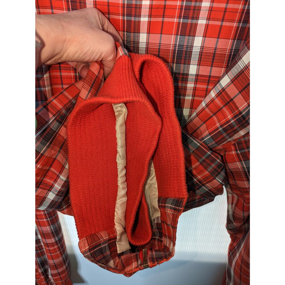 Pelle Pelle Vintage Plaid Zip Front Windebreaker Jacket  Orange Brown Gray 4X - Picture 5 of 11
